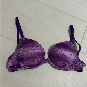 Purple Patterned Women's Bra